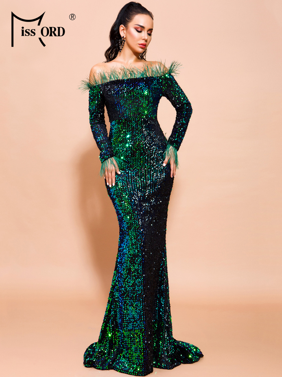 Briar Cosplay Prop - Missord Green Sequin Evening Dresses Elegant