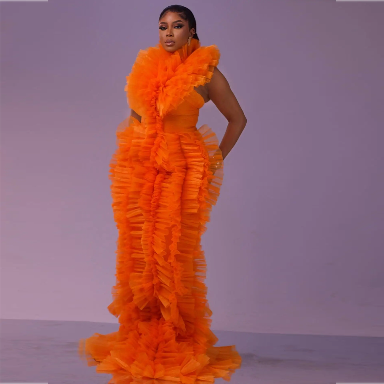 Briar Cosplay Prop - Orange Couture Prom Dress Off Shoulder