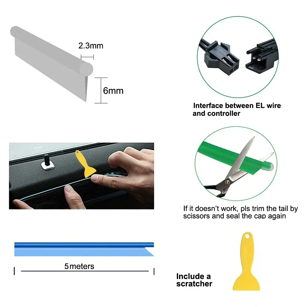 1-5M Car Interior Led Strip Li - огляд і ціна Led El Wire