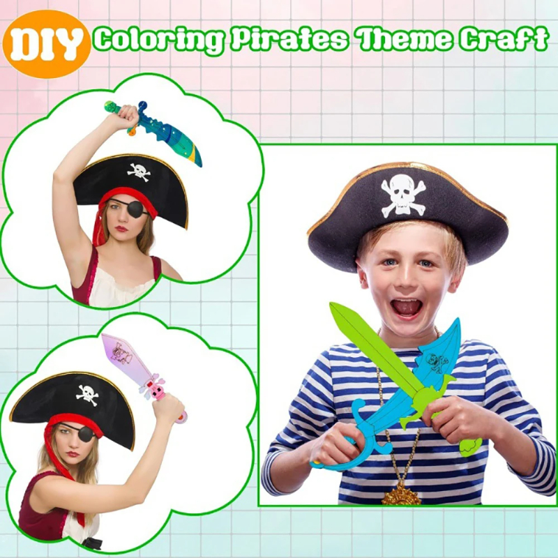 16pcs Kids Wooden Pirate Theme - огляд і ціна Cosplay Prop Painting