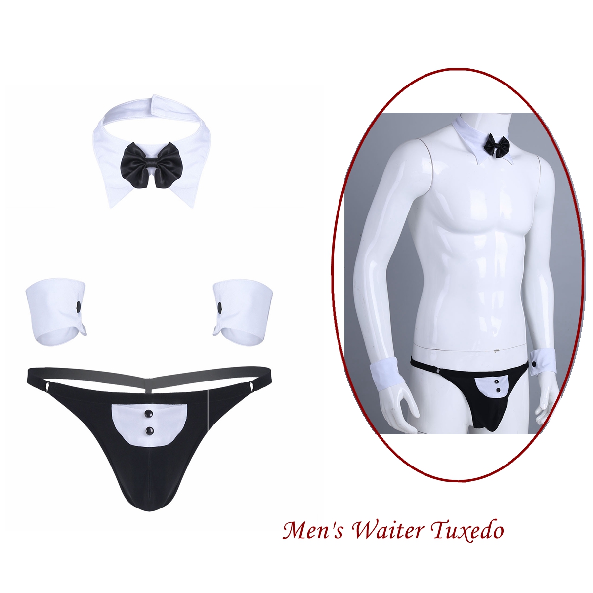 Men Cosplay Waiter Lingerie Se - огляд і ціна Cosplay Prop Bow