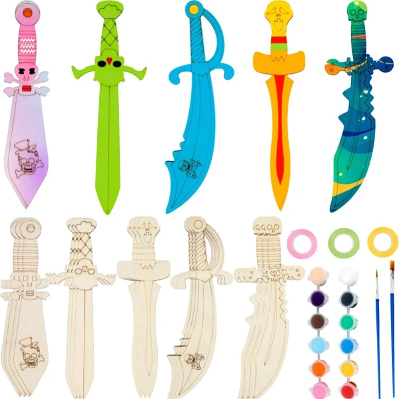 16pcs Unfinished Wooden Swords - огляд і ціна Cosplay Prop Painting